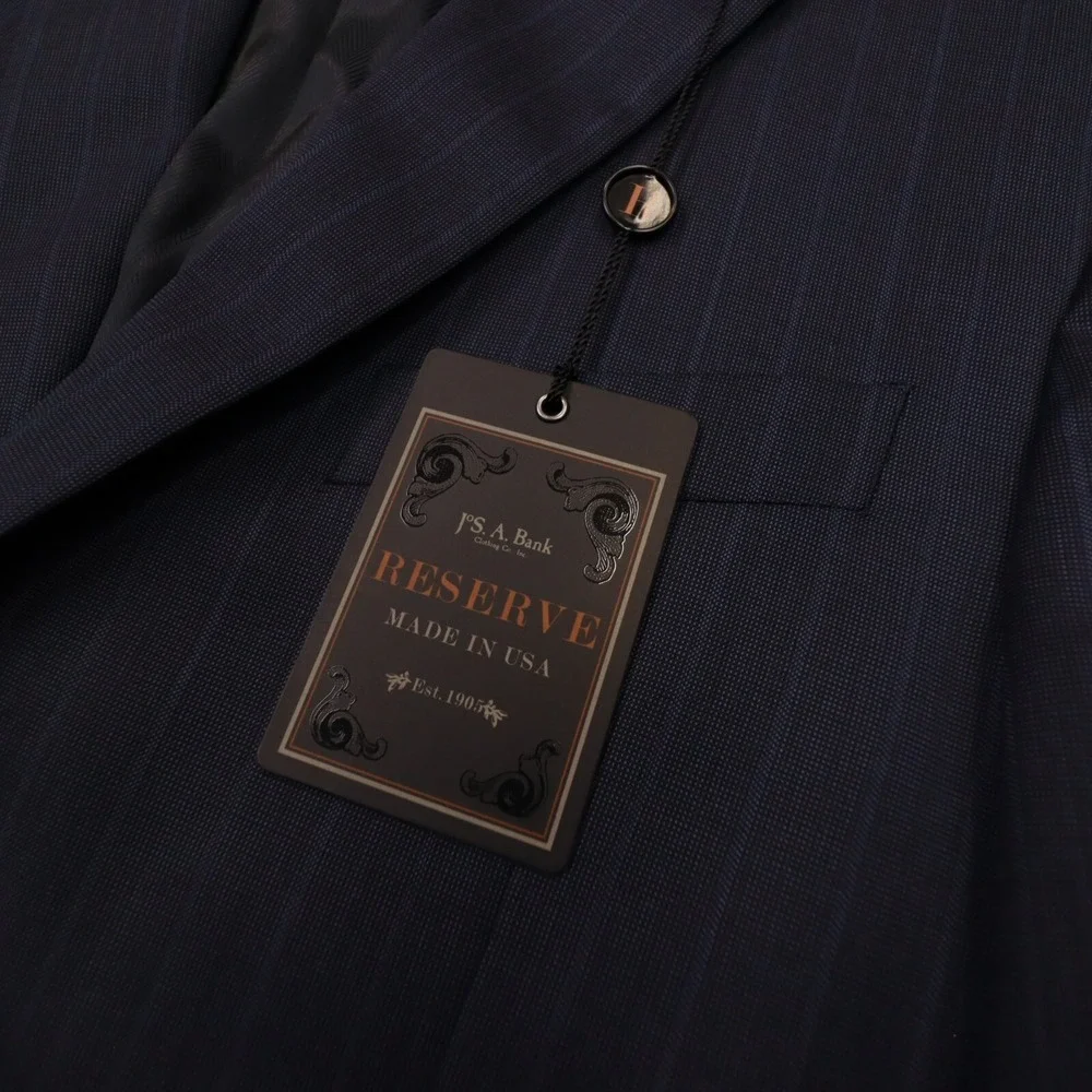 Jos A Bank Reserve Navy Stripe‎ Tailored Fit Wool Blazer Sport Coat size 40L NWT